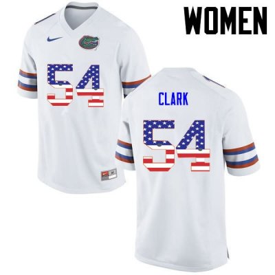 Women's Florida Gators #54 Khairi Clark NCAA Nike White USA Flag Fashion Authentic Stitched College Football Jersey QJA4362VI